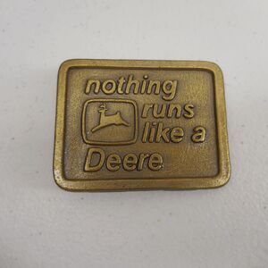 Vintage 1975 John Deere Belt Buckle Nothing Runs Like A Deere Brass 2-3/4 X 2